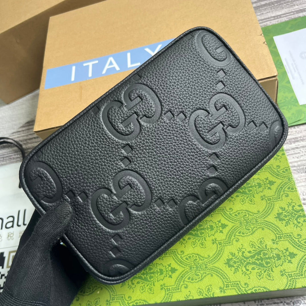 Gucci Jumbo GG toiletry case 766957 in black leather