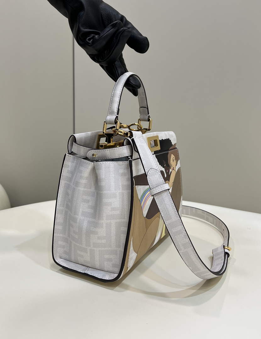 Fendi Peekaboo Mini Selleria Bag 8BN244 White - 18 cm × 11 cm × 23 cm / White - View 3