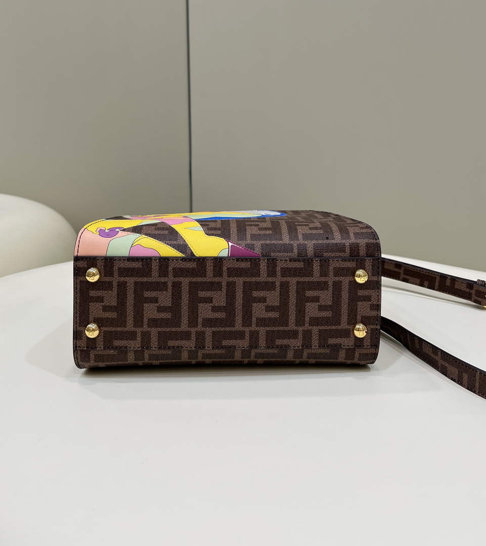 Fendi Peekaboo Mini Selleria Bag 8BN244 Brown - 18 cm × 11 cm × 23 cm / Brown - View 4