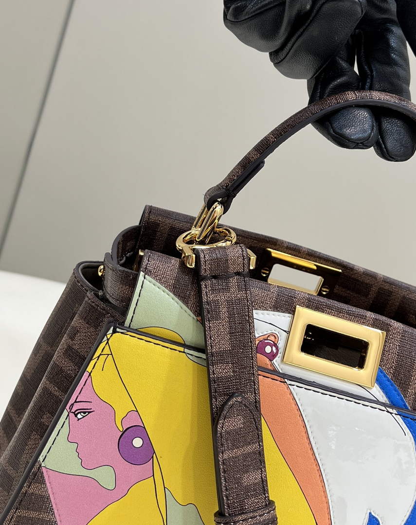 Fendi Peekaboo Mini Selleria Bag 8BN244 Brown - 18 cm × 11 cm × 23 cm / Brown - View 5