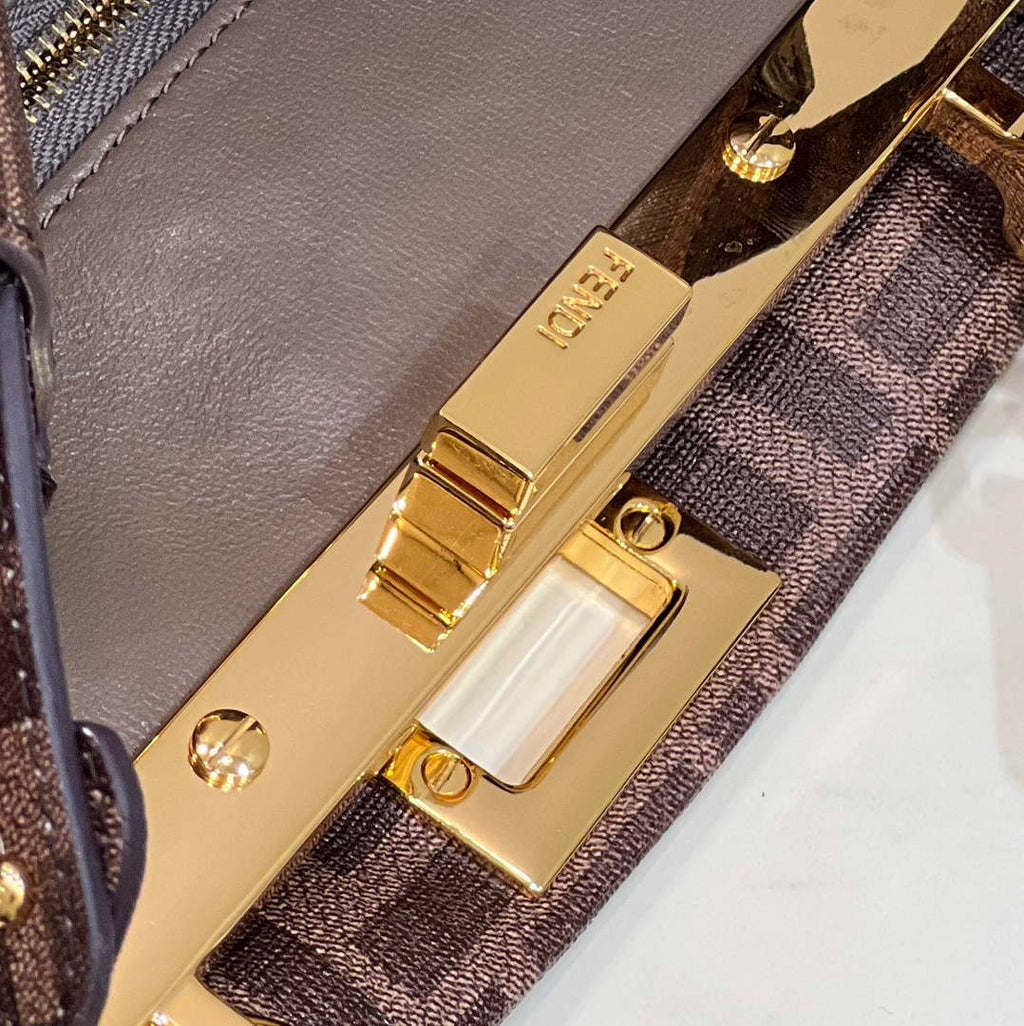 Fendi Peekaboo Mini Selleria Bag 8BN244 Brown - 18 cm × 11 cm × 23 cm / Brown - View 6