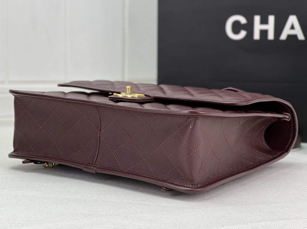 Chanel AS3662 Large Backpack Grained Calfskin gold-tone metal Wine Red