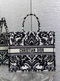 Dior M1286 Large Book Tote Bag Black flower Multicolor Embroidery