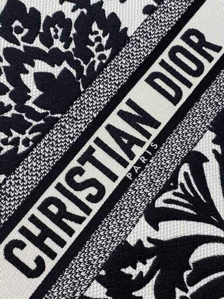 Dior M1286 Large Book Tote Bag Black flower Multicolor Embroidery