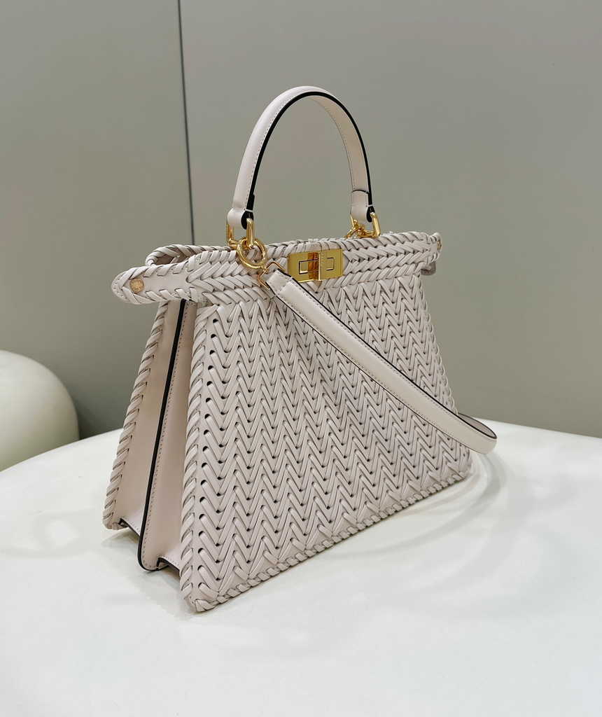 Fendi 8BN321 Peekaboo ISeeU Petite Middle Bag Beige Camellia leather - Default Title - View 4