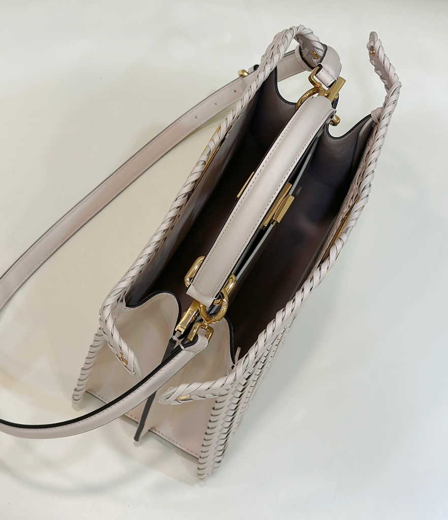 Fendi 8BN321 Peekaboo ISeeU Petite Middle Bag Beige Camellia leather - Default Title - View 9