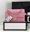 Chanel A01112 Classic Handbag Wool Tweed Gold-Tone Metal Pink