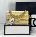 Chanel A01112 Classic Handbag Wool Tweed Gold-Tone Metal Yellow