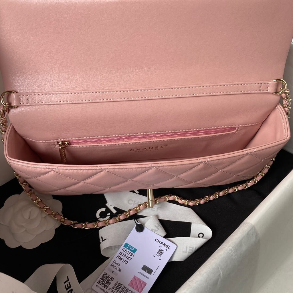 Chanel AP3791 Evening Clutch with chain Lambskin Pink