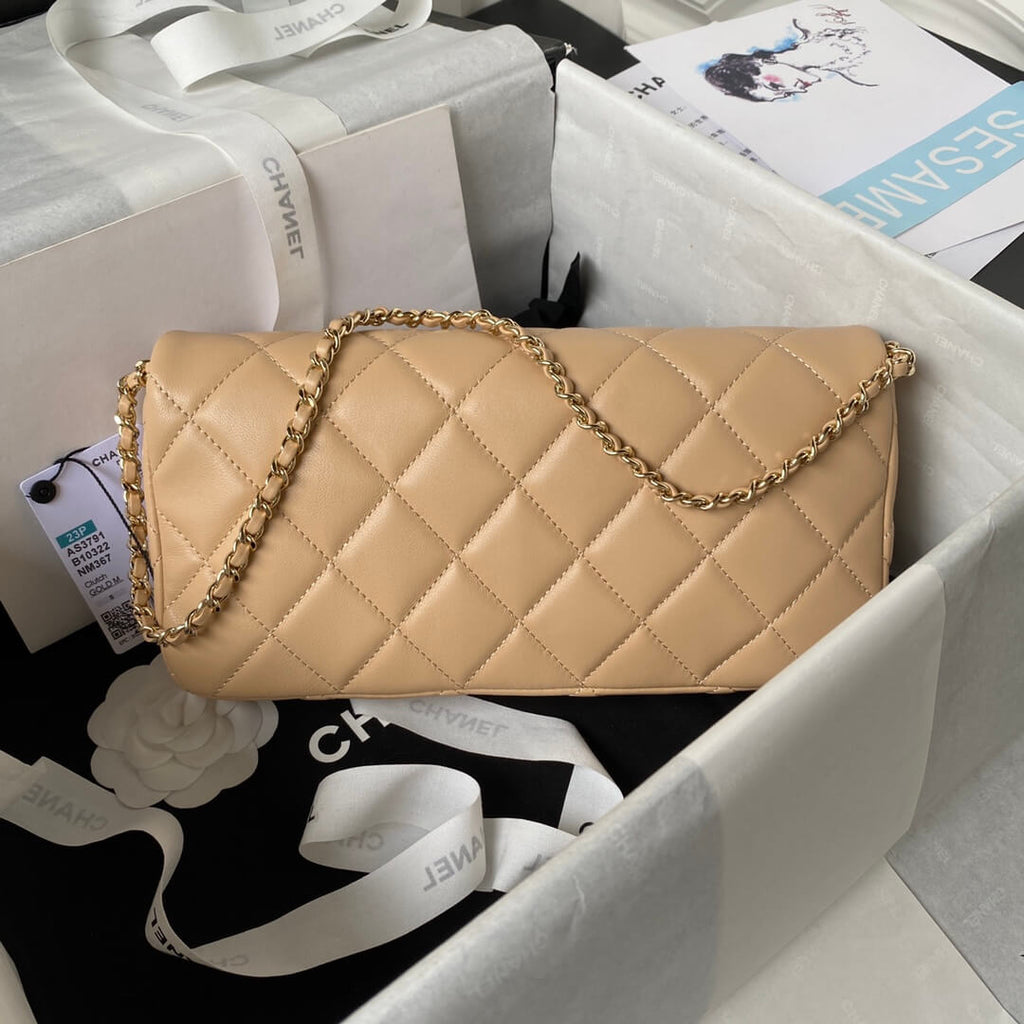 Chanel AP3791 Evening Clutch with chain Lambskin Apricot