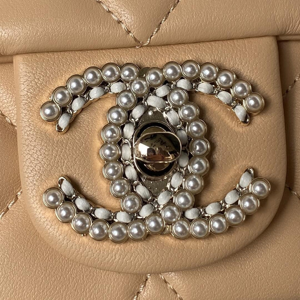 Chanel AP3791 Evening Clutch with chain Lambskin Apricot