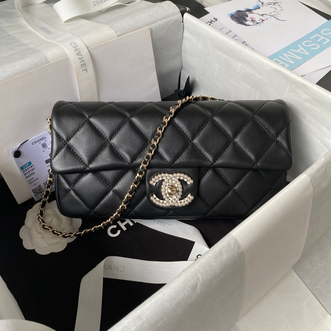 Chanel AP3791 Evening Clutch with chain Lambskin Black