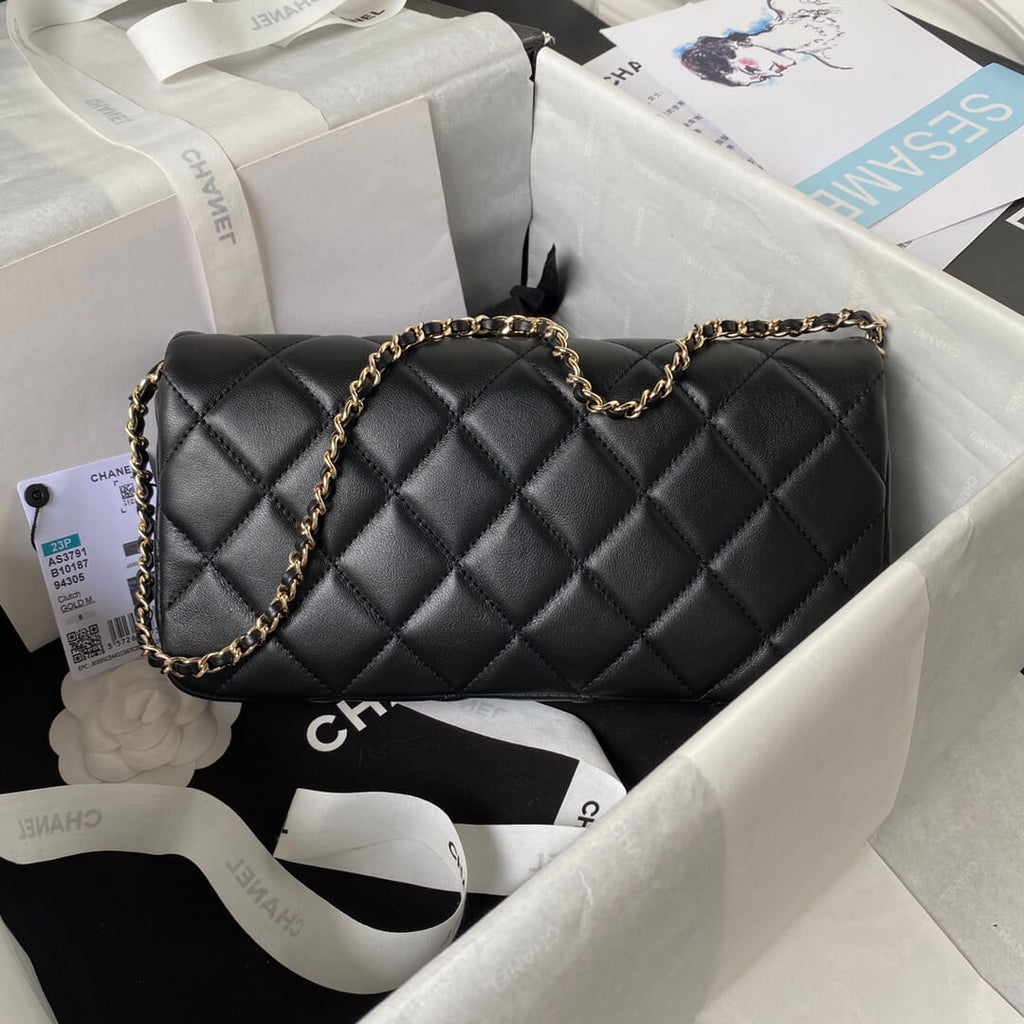 Chanel AP3791 Evening Clutch with chain Lambskin Black