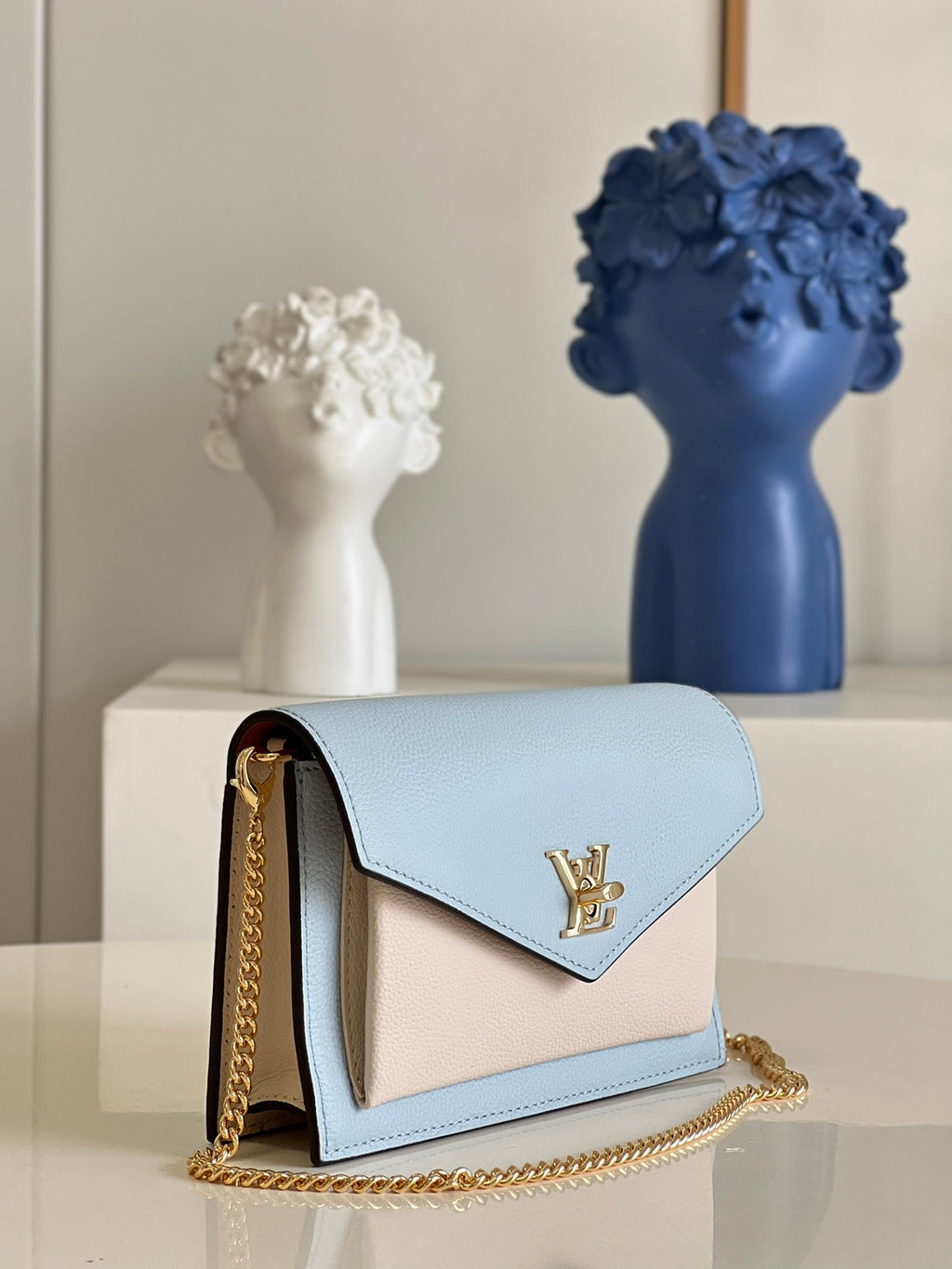 Louis Vuitton Mylockme Chain Bag M51418 Blue Beige Leather - Default Title - View 6