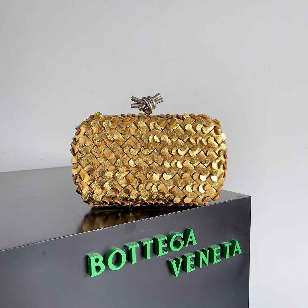 Bottega Veneta Knot 717622 Calfskin Gold Silver