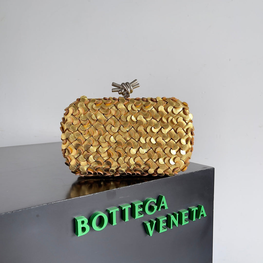 Bottega Veneta Knot 717622 Calfskin Gold Silver