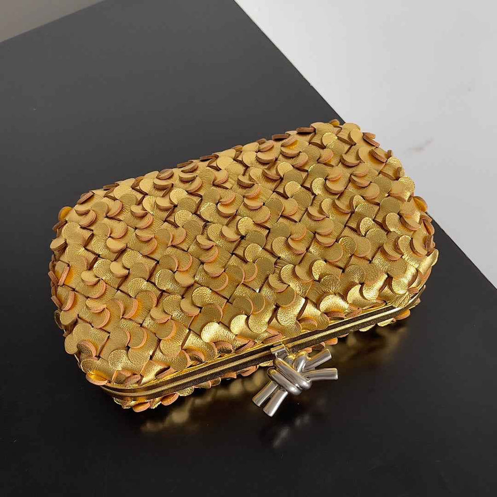 Bottega Veneta Knot 717622 Calfskin Gold Silver