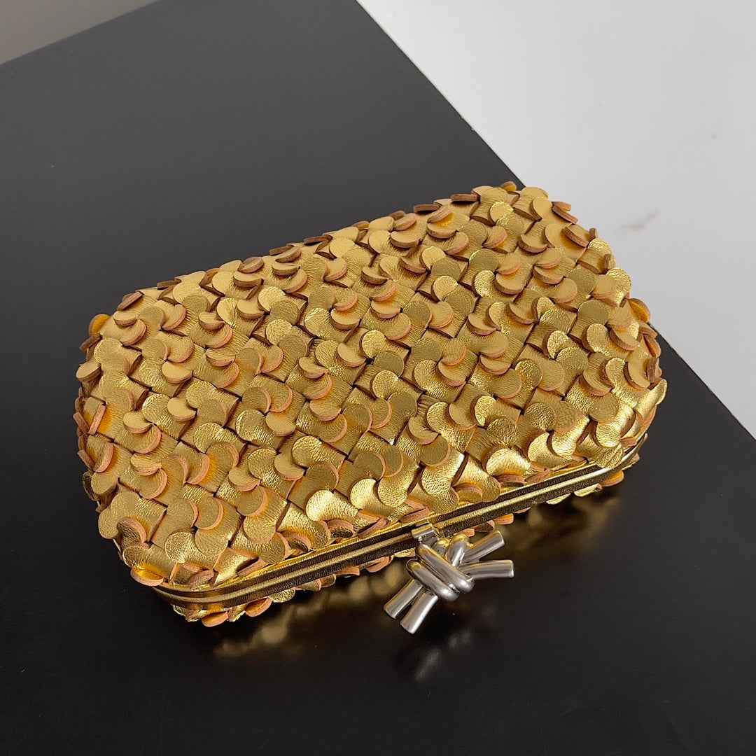 Bottega Veneta Knot 717622 Calfskin Gold Silver