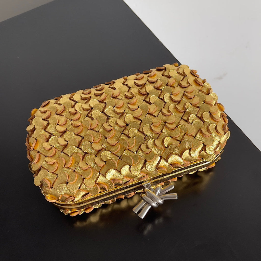 Bottega Veneta Knot 717622 Calfskin Gold Silver
