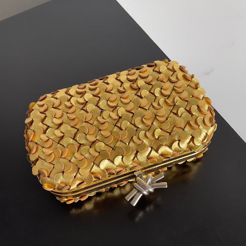 Bottega Veneta Knot 717622 Calfskin Gold Silver