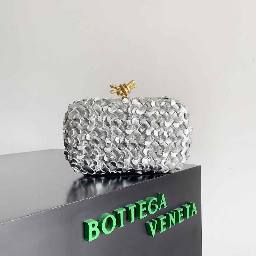 Bottega Veneta Knot 717622 Calfskin Silver Gold