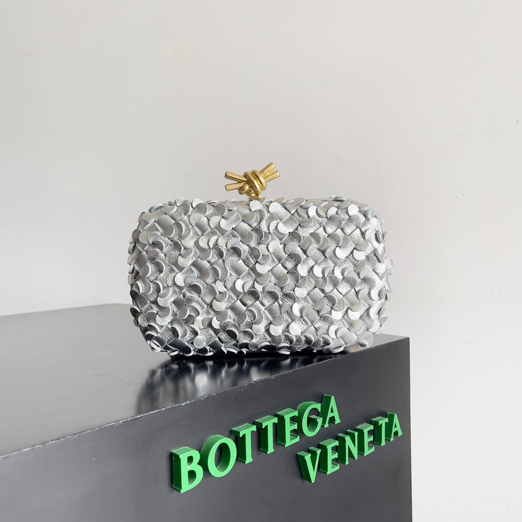 Bottega Veneta Knot 717622 Calfskin Silver Gold