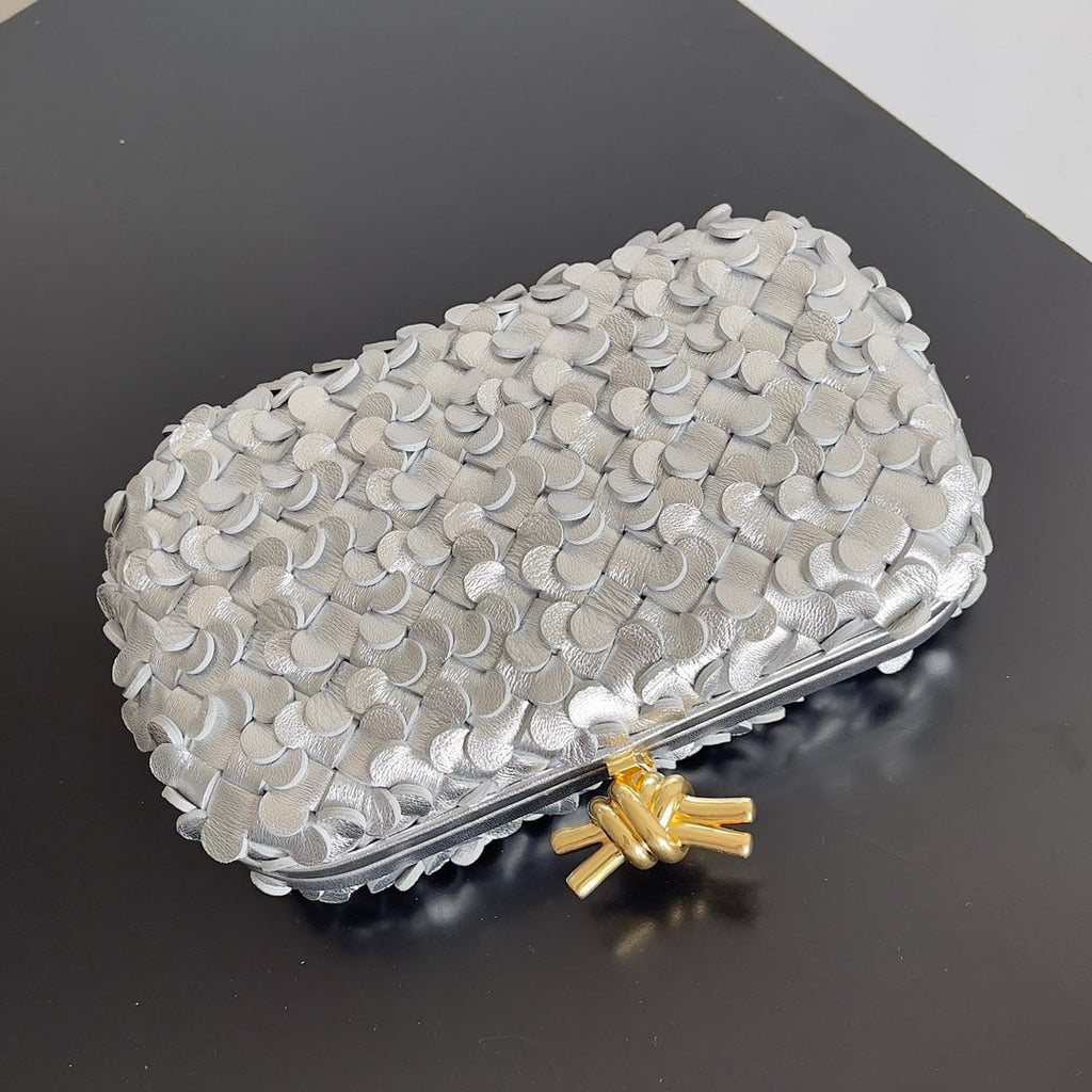 Bottega Veneta Knot 717622 Calfskin Silver Gold