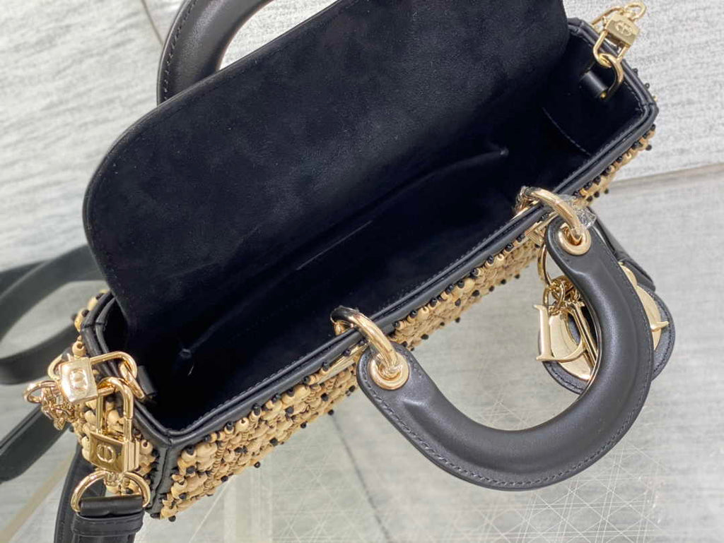 Dior Medium Lady D-Lite Bag M0565 Black Lambskin E900 - Default Title - View 6