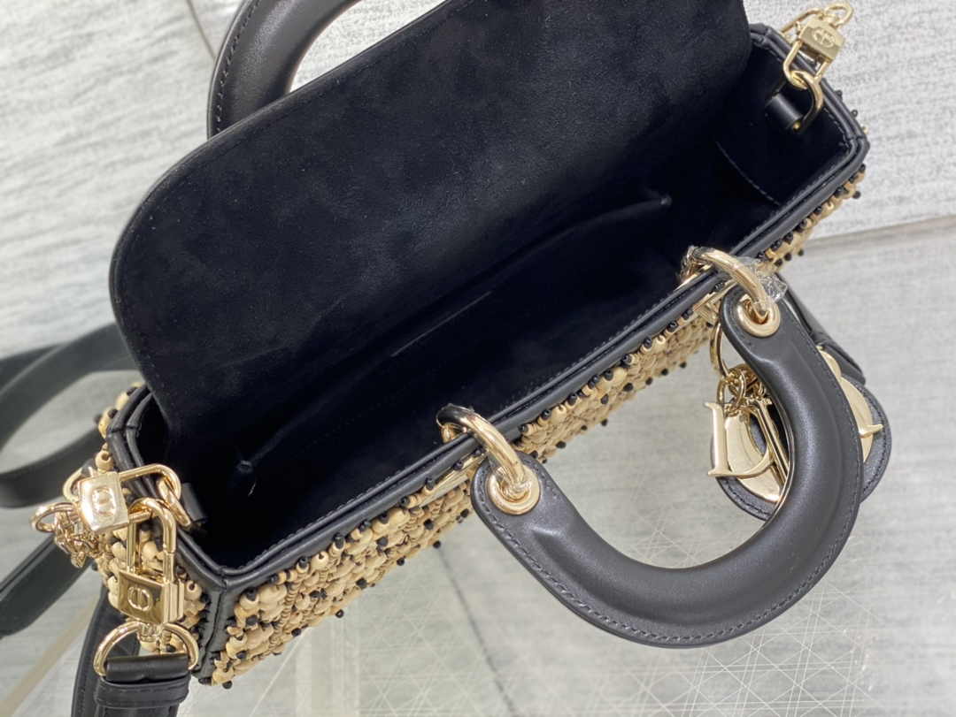 Dior Medium Lady D-Lite Bag M0565 Black Lambskin E900 - Default Title - View 6