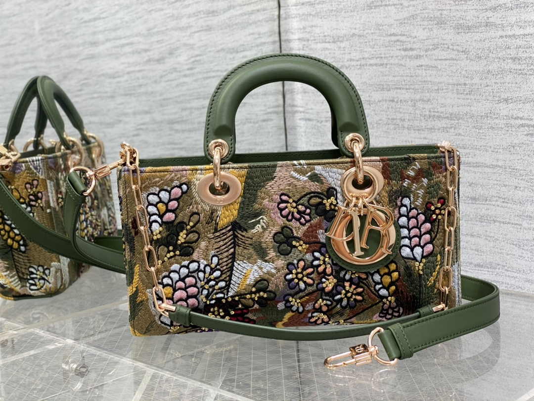 Dior Medium Lady D-Lite Bag M0565 Green Lambskin E902 - Default Title - View 2