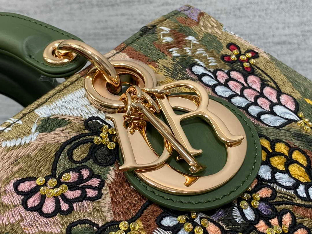 Dior Medium Lady D-Lite Bag M0565 Green Lambskin E902 - Default Title - View 8