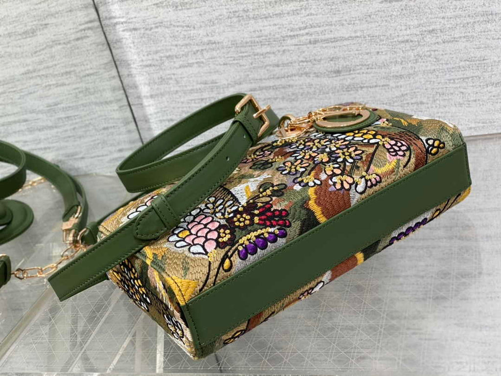 Dior Medium Lady D-Lite Bag M0565 Green Lambskin E902 - Default Title - View 5