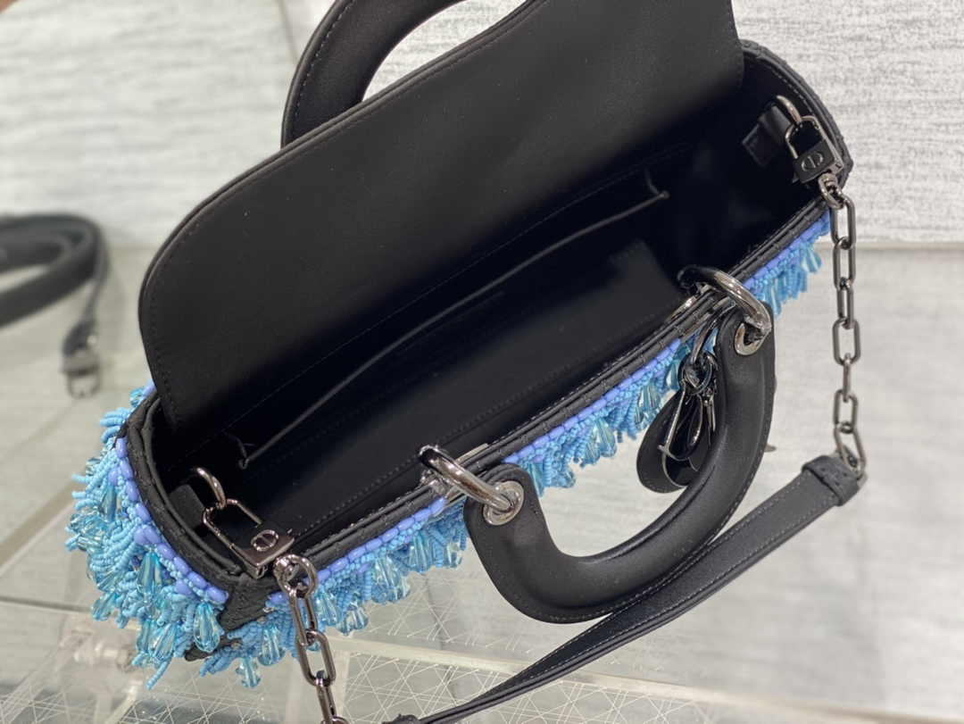 Dior Medium Lady D-Lite Bag M0565 Black Lambskin E901 - Default Title - View 6