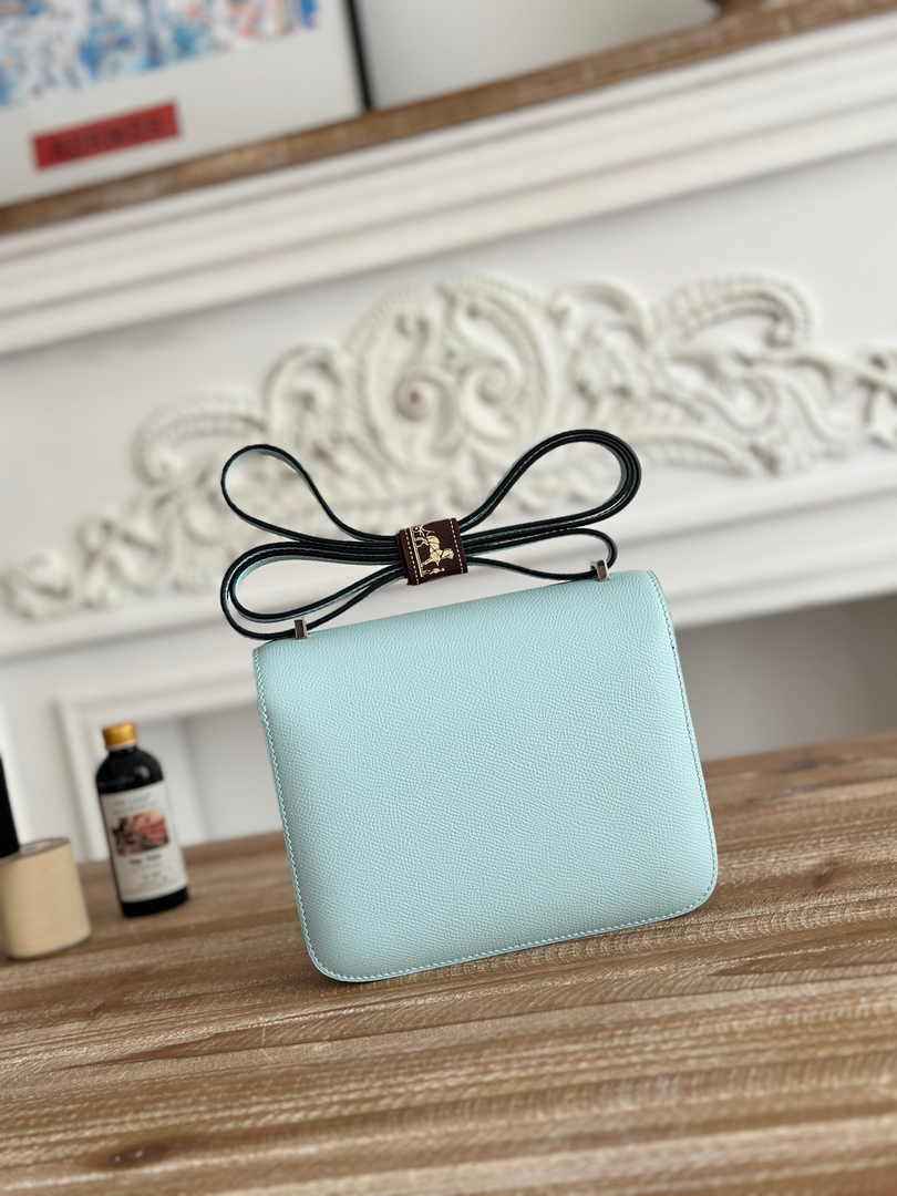 Hermes Constance Epsom Leather 19cm Light Blue Silver H082200
