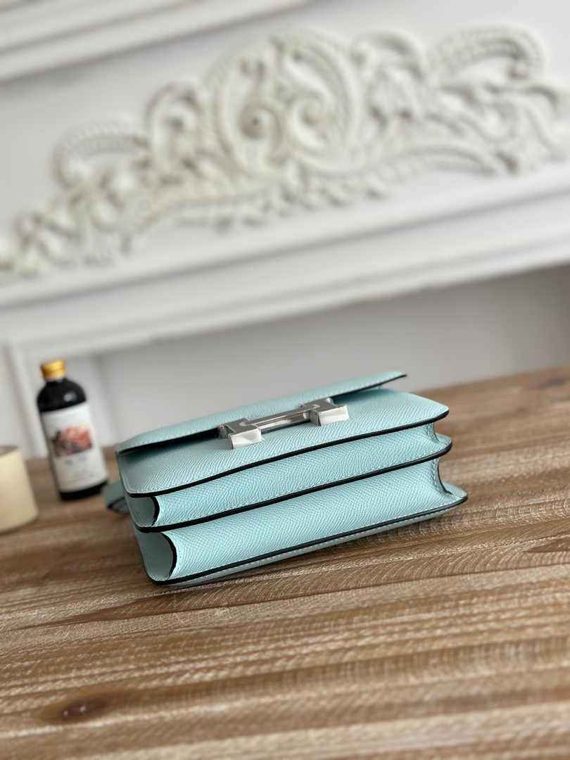 Hermes Constance Epsom Leather 19cm Light Blue Silver H082200