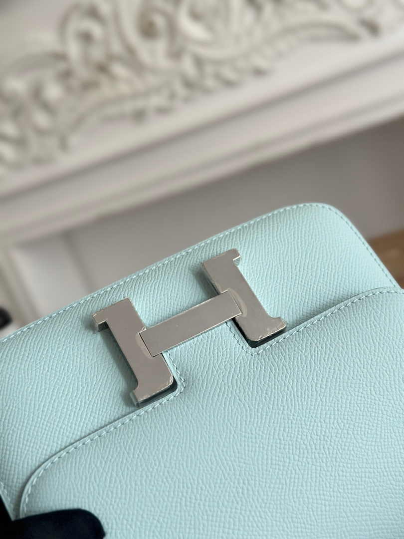 Hermes Constance Epsom Leather 19cm Light Blue Silver H082200