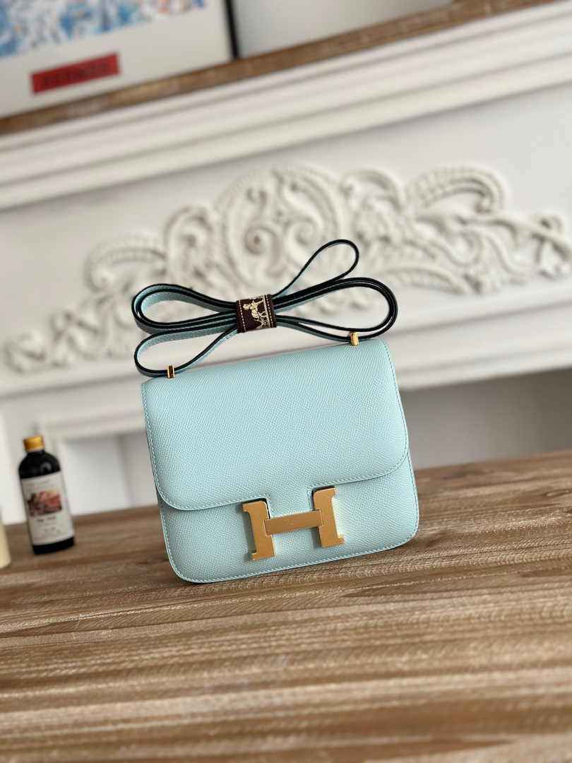 Hermes Constance Epsom Leather 19cm Light Blue Gold H082201