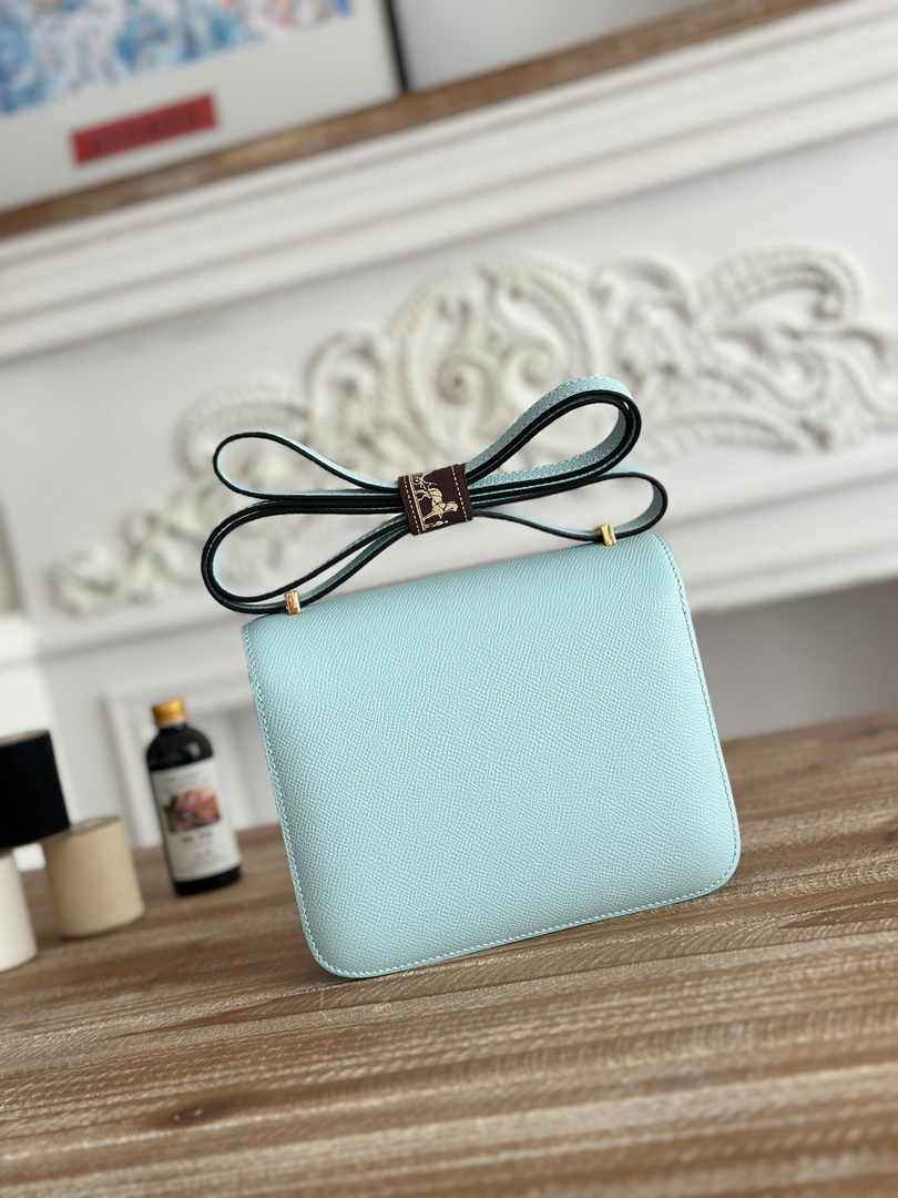 Hermes Constance Epsom Leather 19cm Light Blue Gold H082201