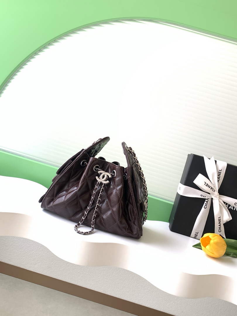 Chanel 25 Mini Handbag AS5631 - Shiny Crumpled Calfskin Dark Burgundy