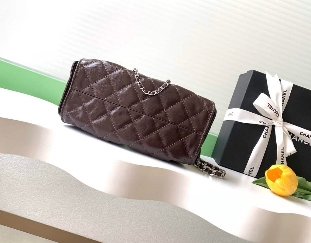 Chanel 25 Mini Handbag AS5631 - Shiny Crumpled Calfskin Dark Burgundy