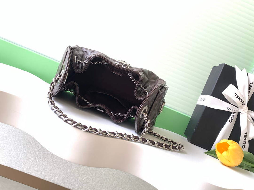 Chanel 25 Mini Handbag AS5631 - Shiny Crumpled Calfskin Dark Burgundy