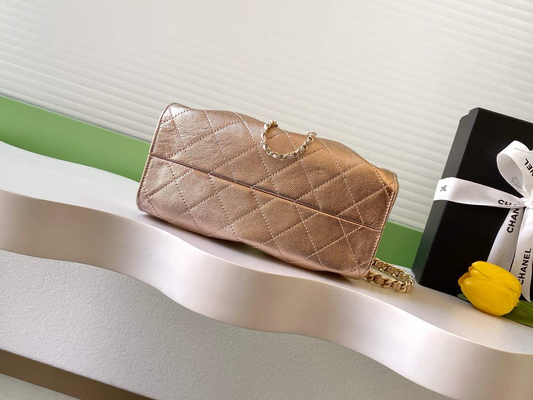 Chanel 25 Mini Handbag AS5631 - Metallic Grained Calfskin Bronze