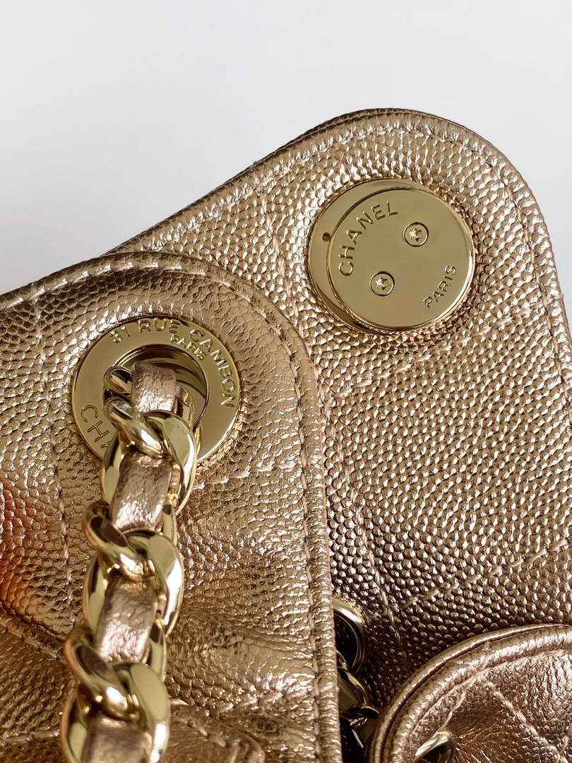 Chanel 25 Mini Handbag AS5631 - Metallic Grained Calfskin Bronze