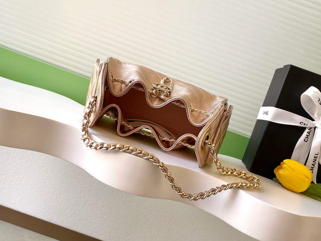 Chanel 25 Mini Handbag AS5631 - Metallic Grained Calfskin Bronze