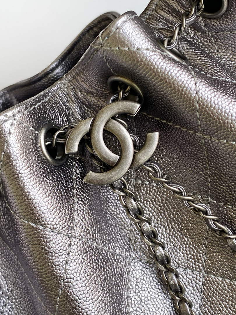 Chanel 25 Mini Handbag AS5631 - Grained Calfskin Dark Silver