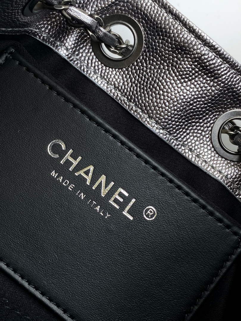 Chanel 25 Mini Handbag AS5631 - Grained Calfskin Dark Silver