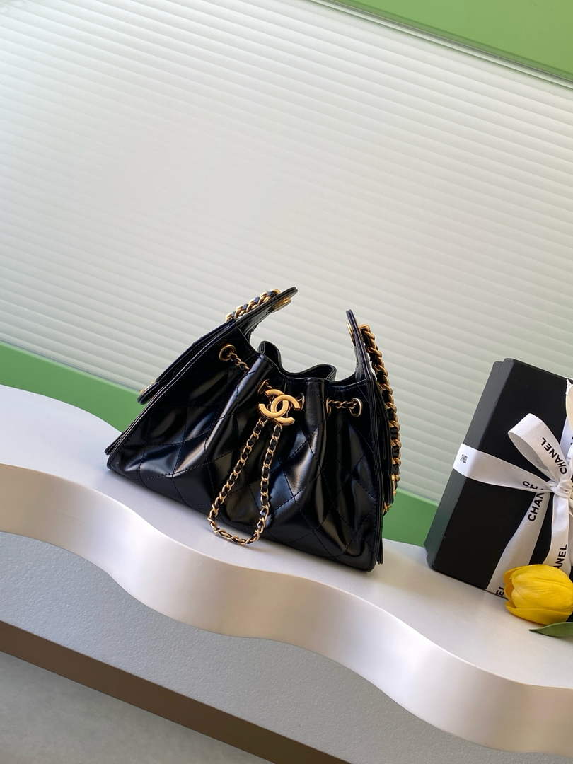 Chanel 25 Mini Handbag AS5631 - Shiny Crumpled Calfskin Black Gold