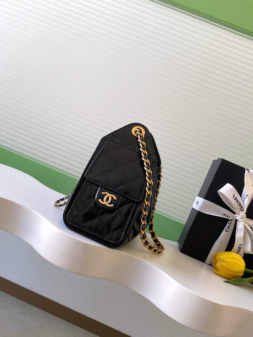 Chanel 25 Mini Handbag AS5631 - Shiny Crumpled Calfskin Black Gold