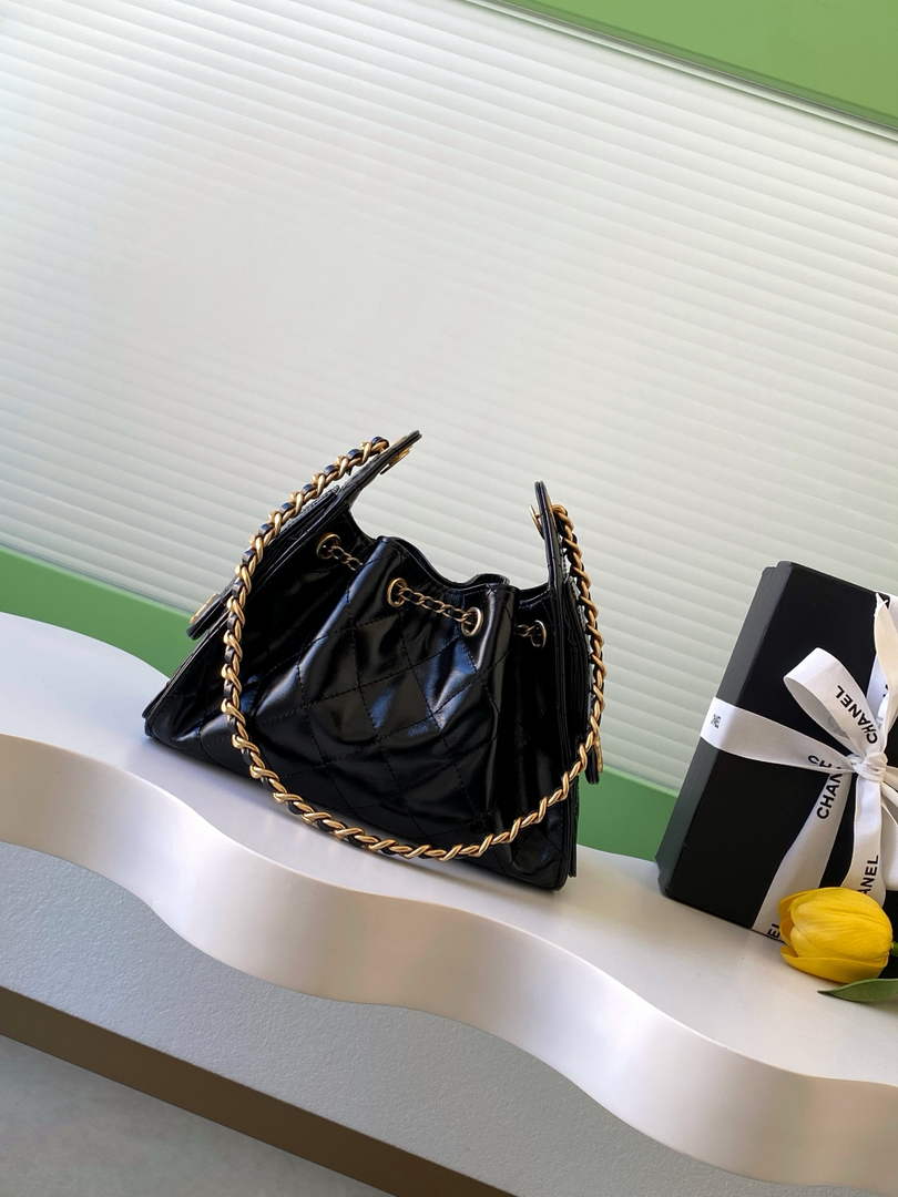 Chanel 25 Mini Handbag AS5631 - Shiny Crumpled Calfskin Black Gold