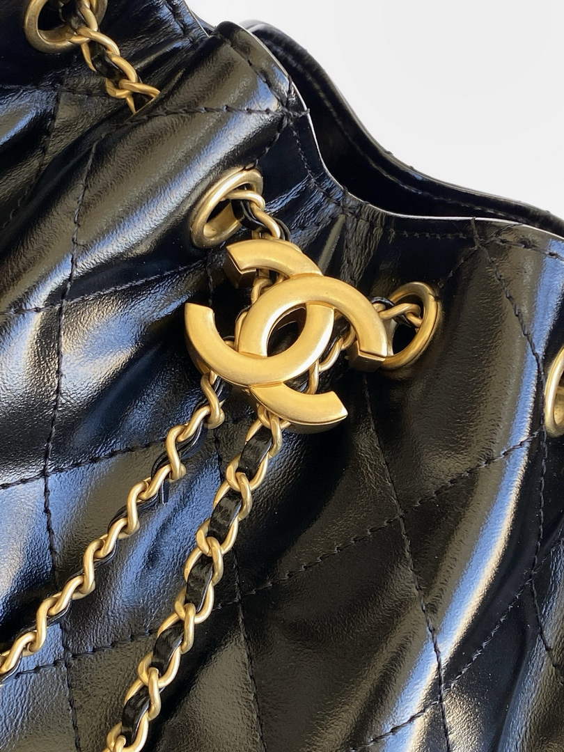 Chanel 25 Mini Handbag AS5631 - Shiny Crumpled Calfskin Black Gold